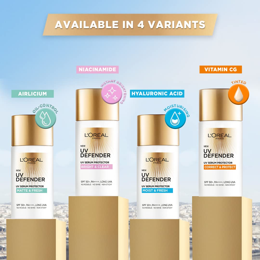 L’Oréal Paris Sunscreen packaging shows travel-sized 50 ml tube.