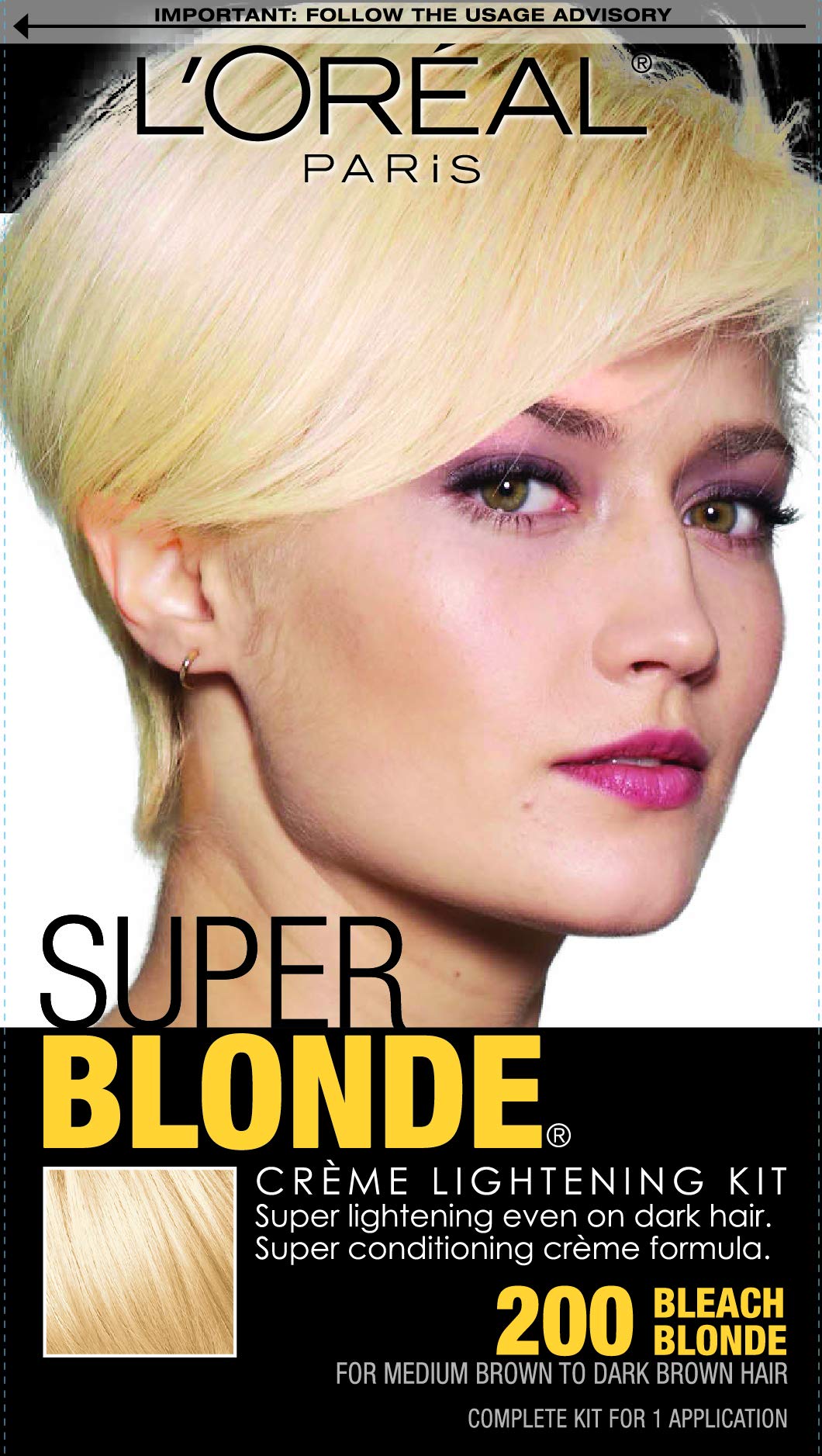 L'Oreal Paris Super Blonde Creme Lightening Kit packaging highlights premium at-home blonding