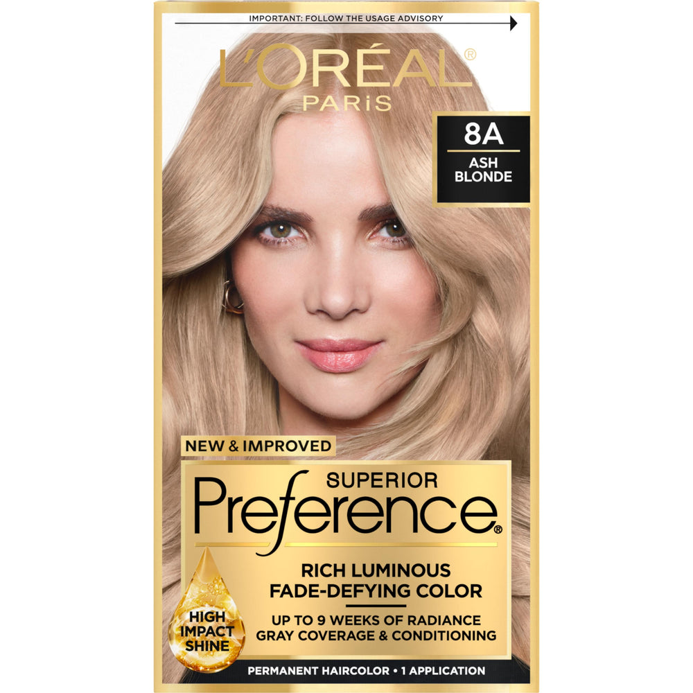 L'Oreal Paris Superior Preference ash blonde 8A color application with no-drip gel