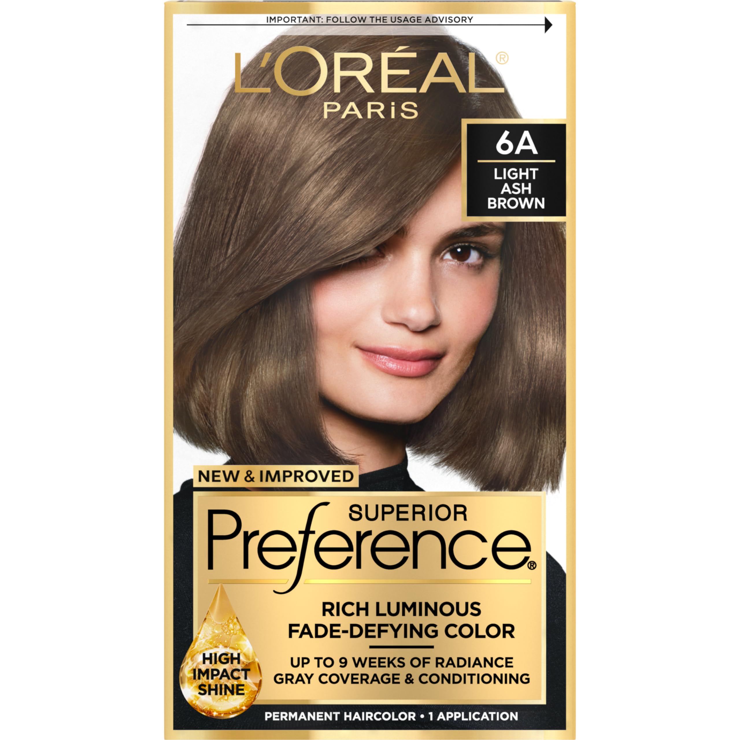 L'Oreal Paris Superior Preference light ash brown 6A color gel for even coverage
