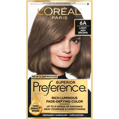 L'Oreal Paris Superior Preference light ash brown 6A color gel for even coverage