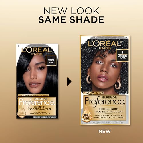 L'Oreal Paris Superior Preference Ultimate Black 1 color gel close-up highlights vibrant coverage