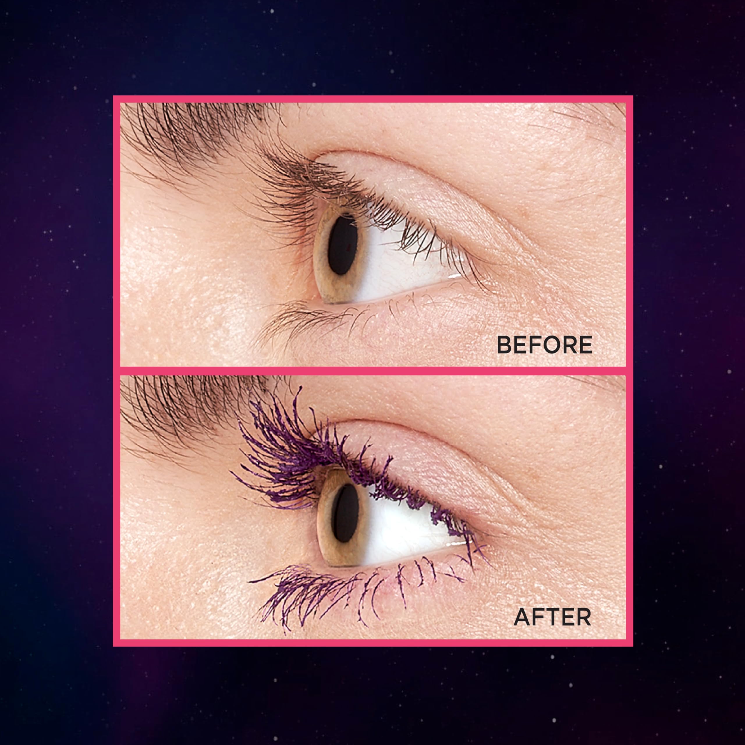 L'Oreal Paris Telescopic Lift purple shade swatch highlighting rich pigment and versatility.
