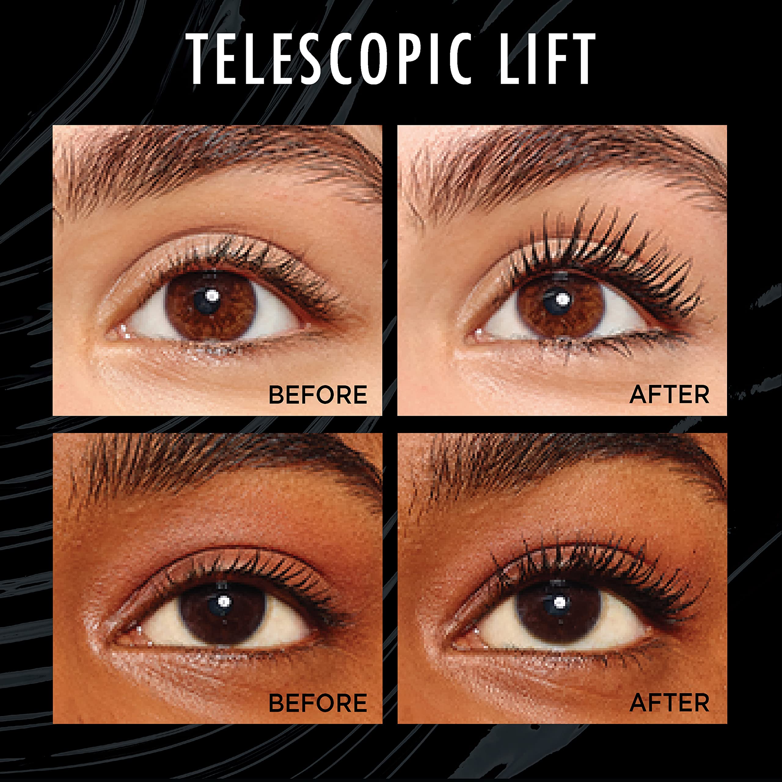 L’Oréal Paris Telescopic Lift wand in use demonstrates loading lashes for defined length