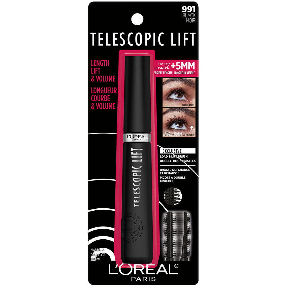 L’Oréal Paris Telescopic Lift mascara closeup of soft-bristle brush for sensitive eyes