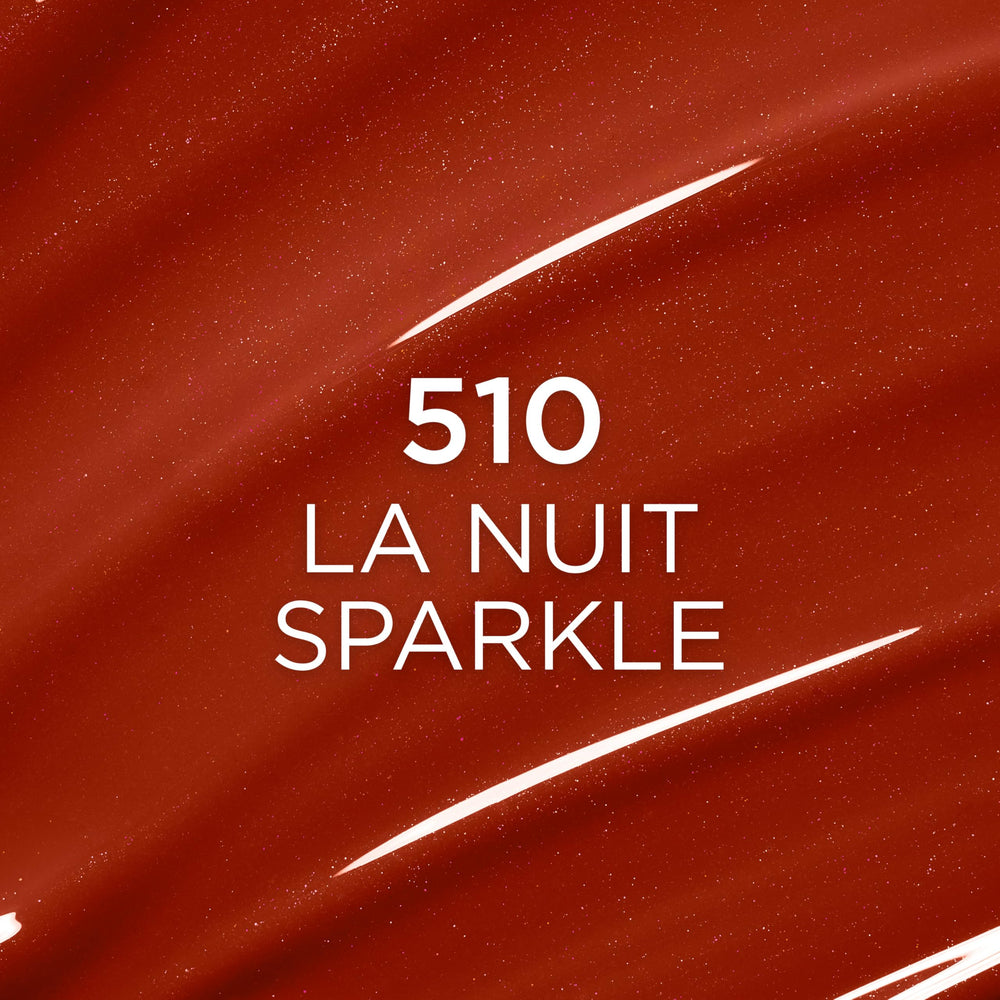 L'Oreal Paris lip oil close-up highlights nourishing tripeptides.