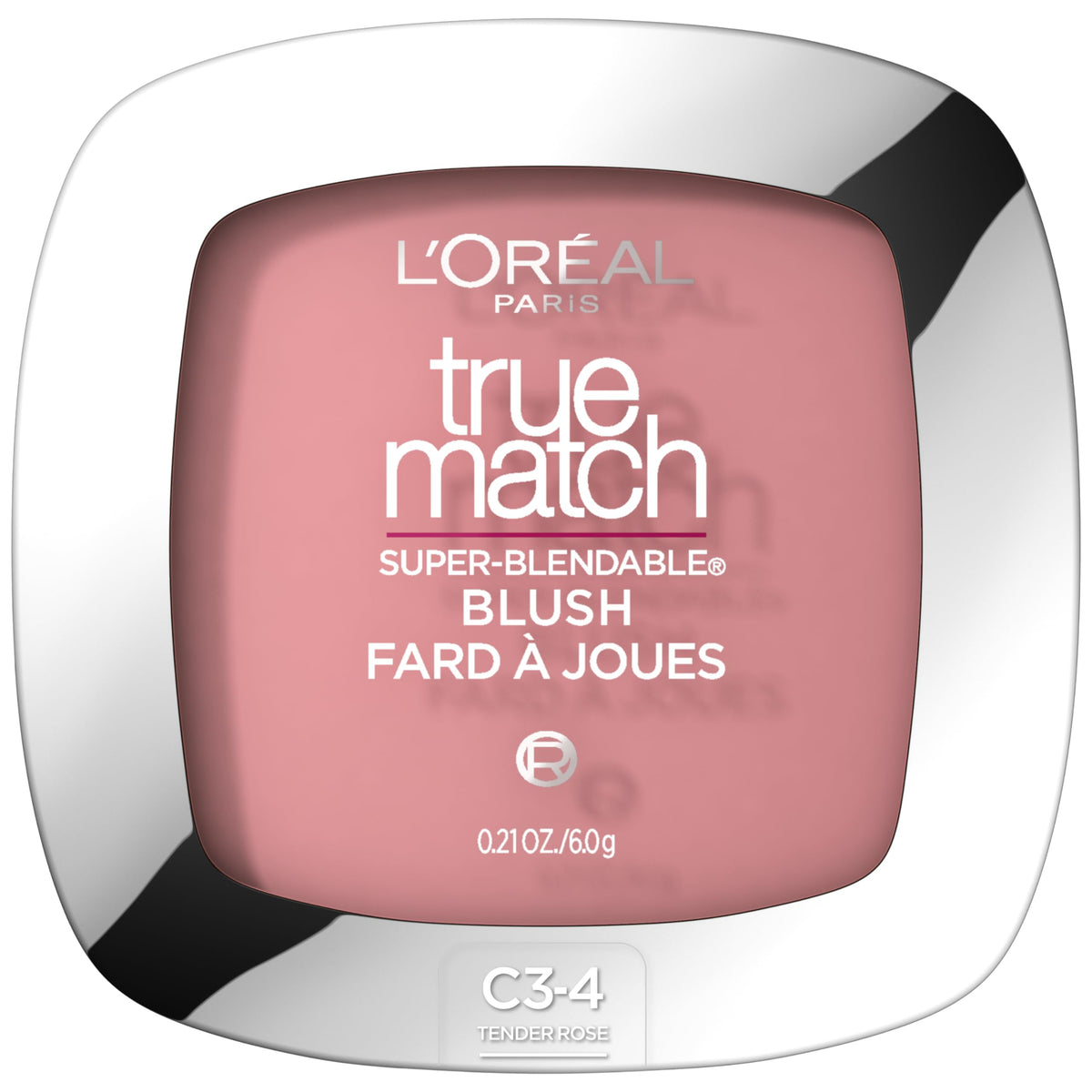 L'Oreal Paris True Match Tender Rose compact showing soft powder texture for blending