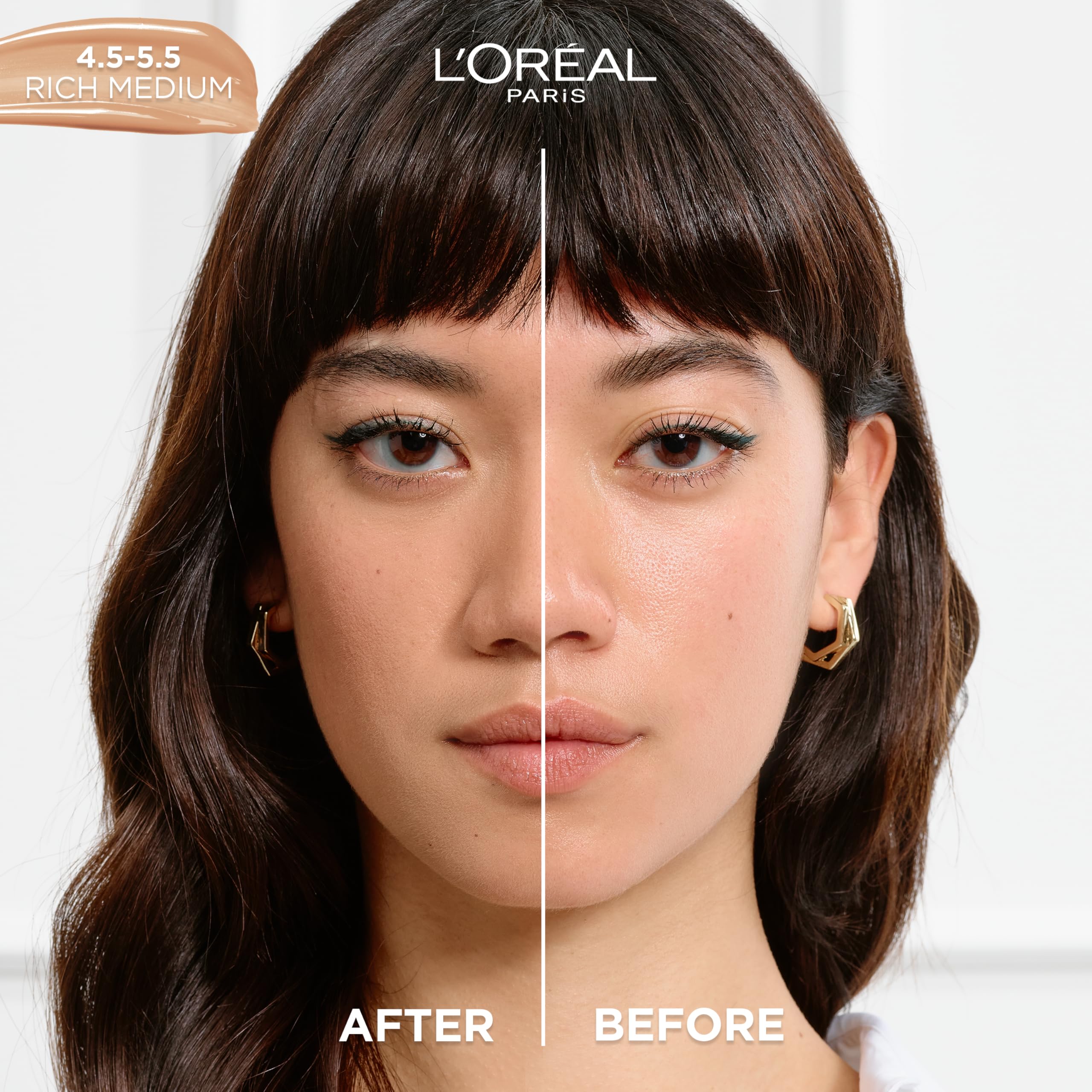 L'Oreal Paris True Match Nude Hyaluronic Serum Foundation pump image suggests easy application and even coverage