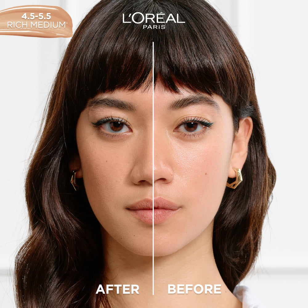 L'Oreal Paris True Match Nude Hyaluronic Serum Foundation pump image suggests easy application and even coverage