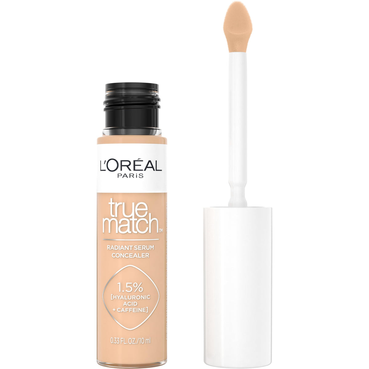 L'Oreal Paris True Match Radiant Serum Concealer bottle closeup showing brightening potential