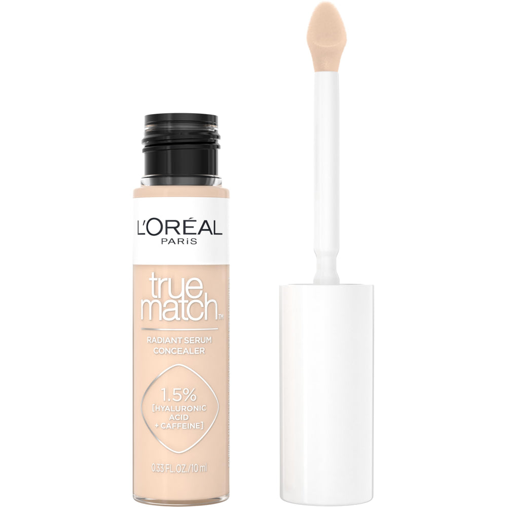 L'Oreal Paris True Match Radiant Serum Concealer bottle close-up for quick brightening