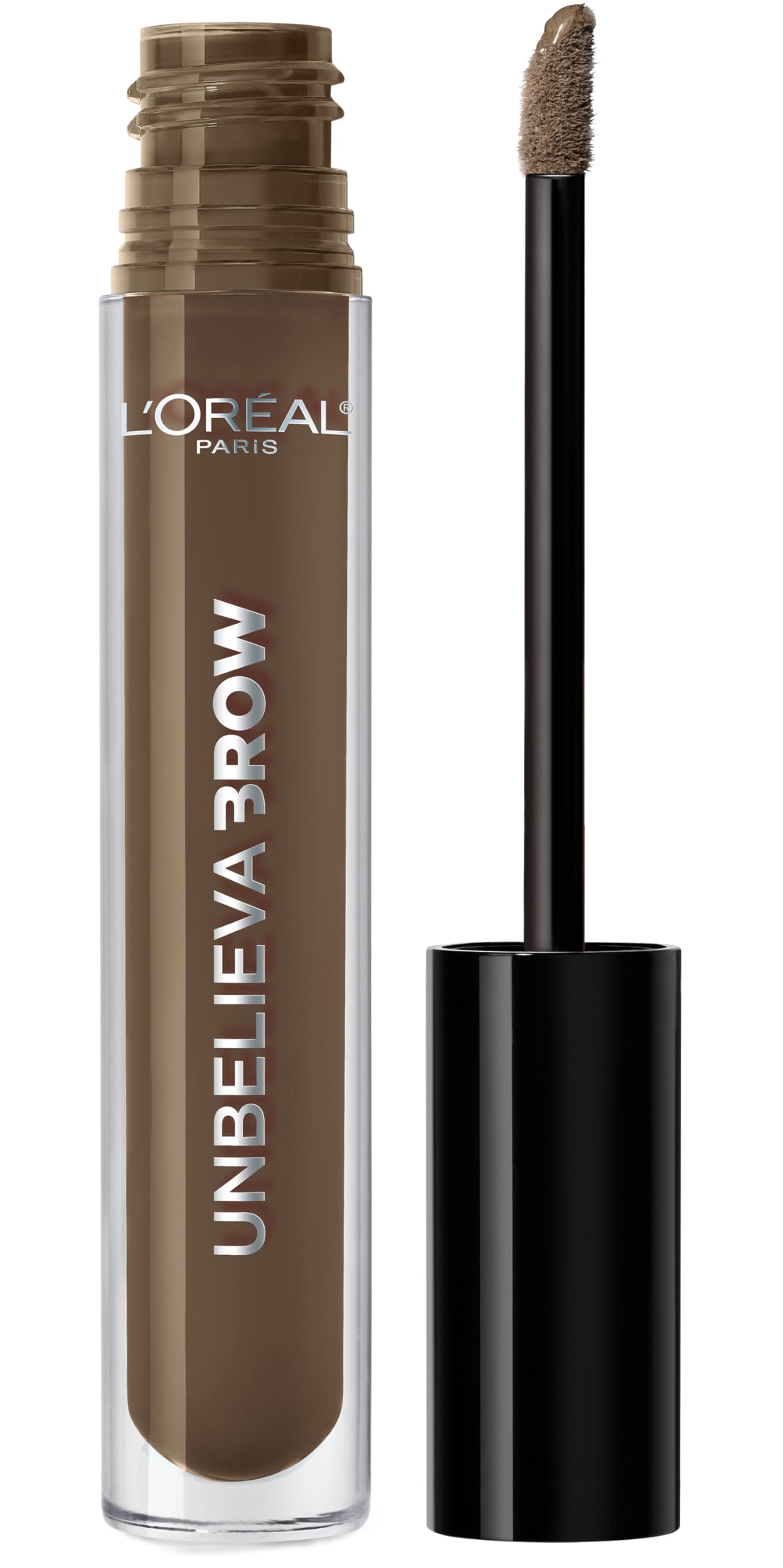 L'Oreal Paris Unbelieva-Brow brunette tinted gel swatch shows natural brow color.