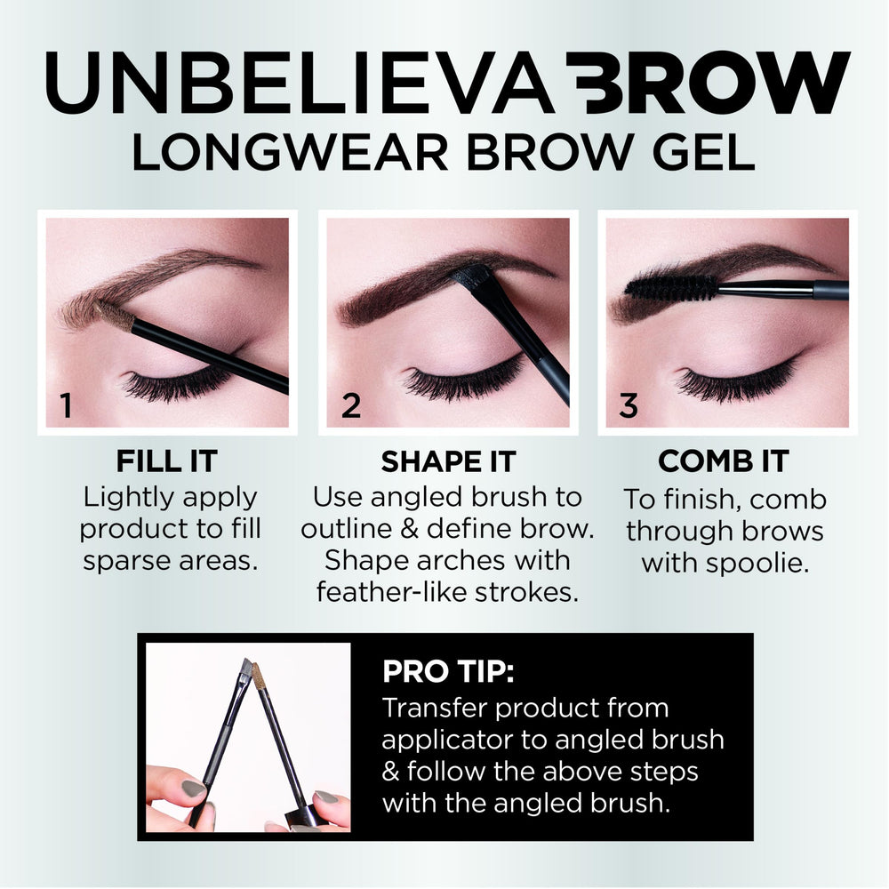 L'Oreal Paris Unbelieva-Brow buildable color from natural to bold.