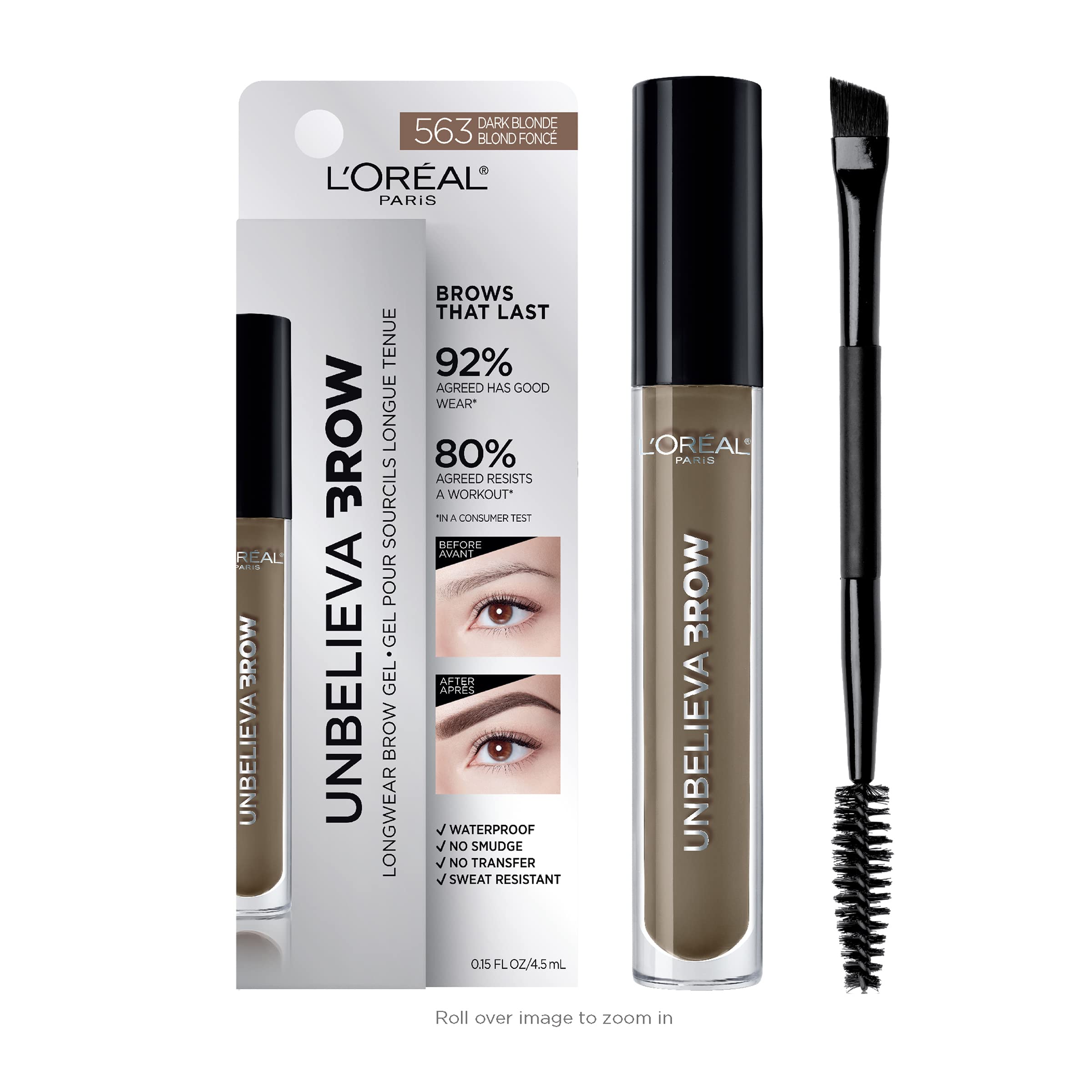 L'Oreal Paris Unbelieva-Brow gel brush close-up for precise brow filling