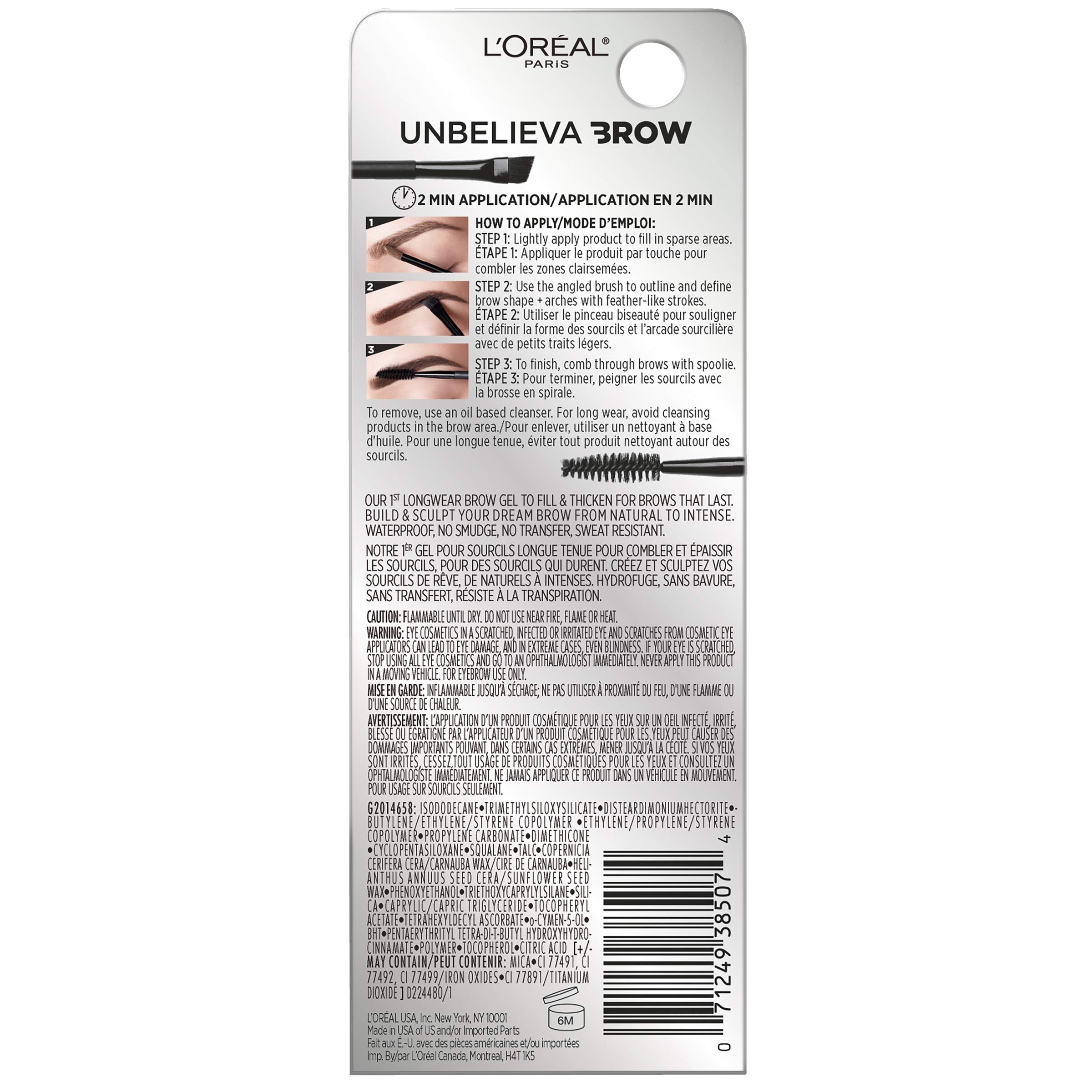 L'Oreal Paris Unbelieva-Brow swatch on skin shows natural-looking color