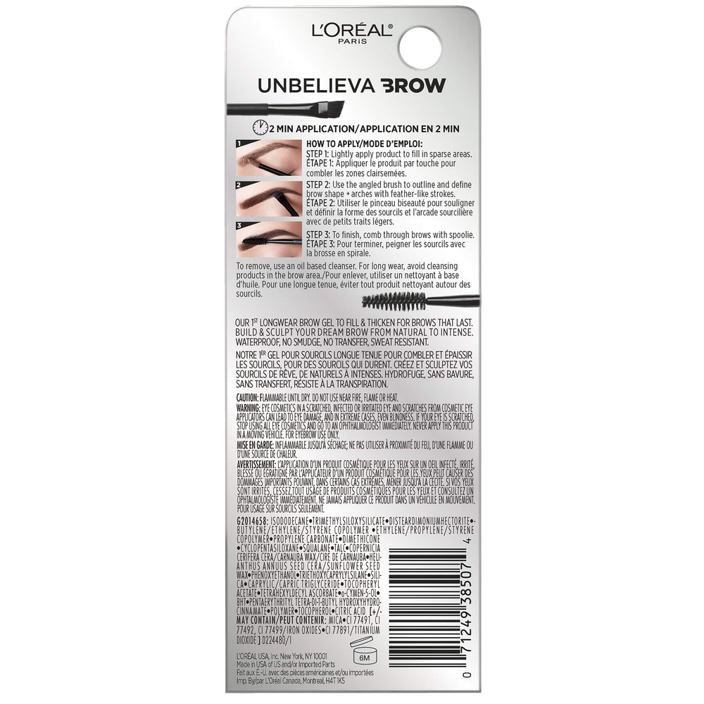 L'Oreal Paris Unbelieva-Brow swatch on skin shows natural-looking color