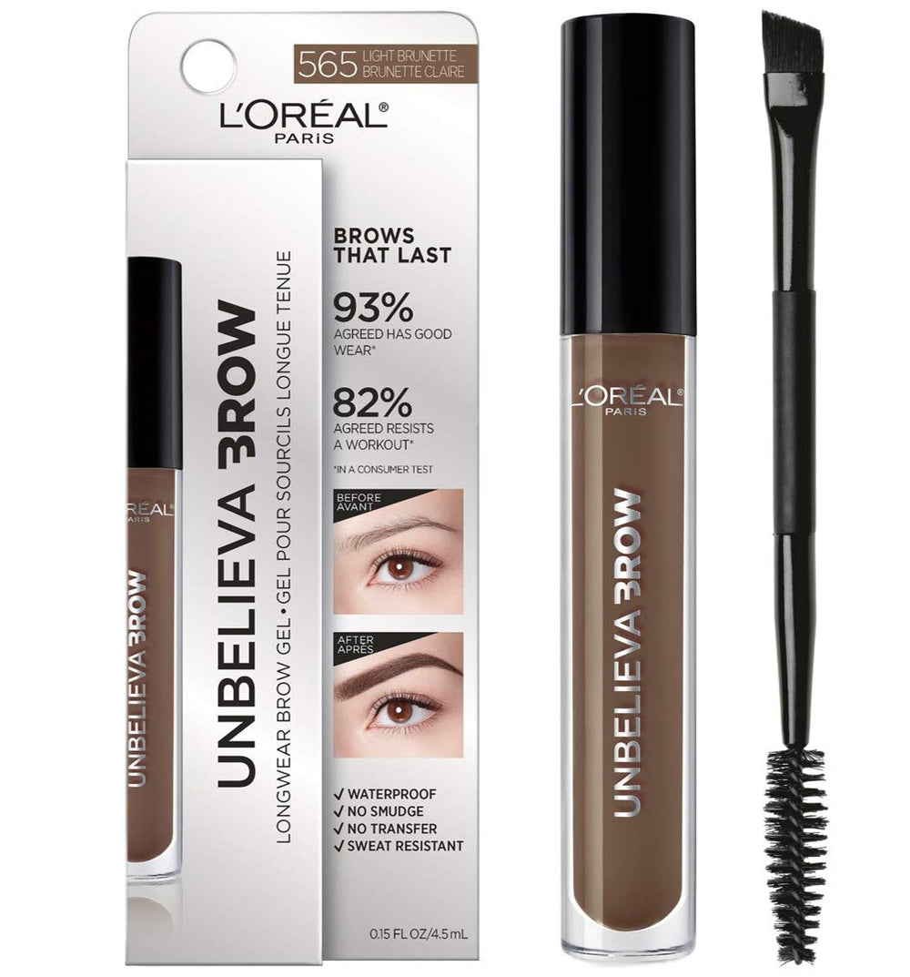 L’Oréal Paris Unbelieva-Brow longwear tinted gel closeup precision brush for precise brow shaping.