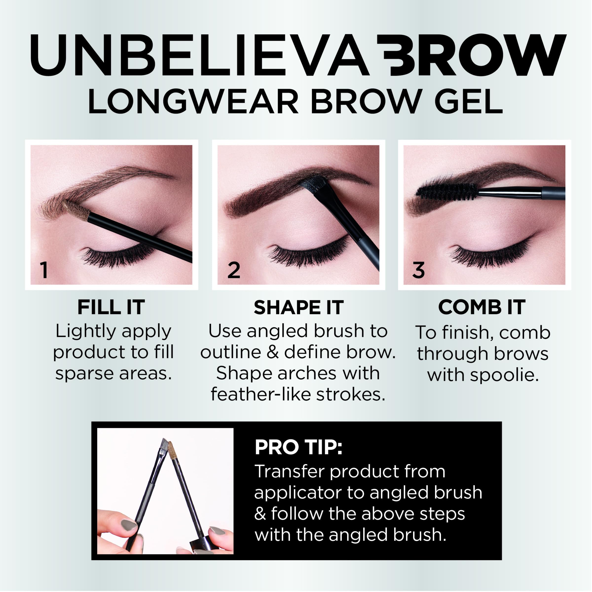 L'Oreal Paris Unbelieva-Brow no-smudge transfer on skin and brow hair.