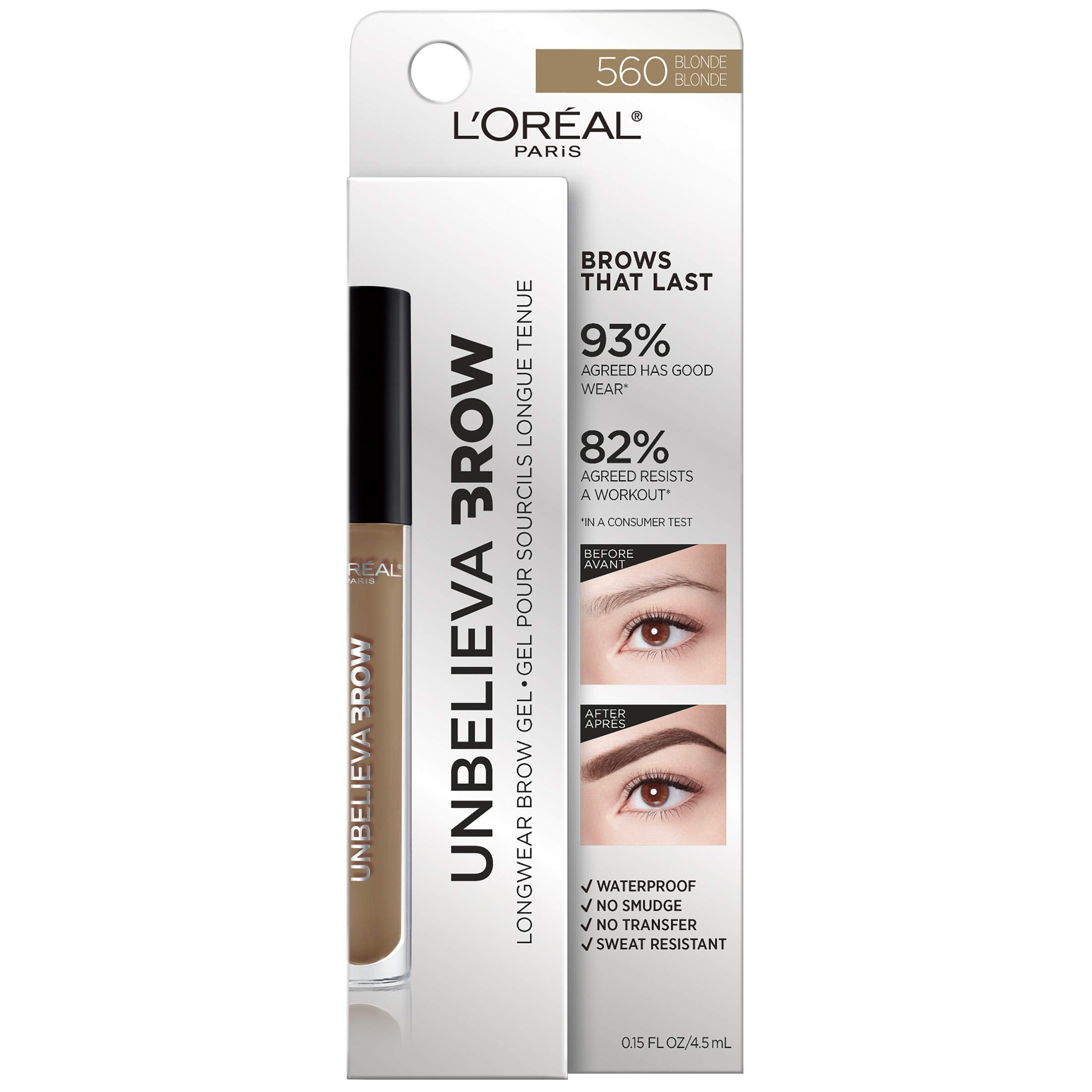 L'Oreal Paris Unbelieva-Brow swatch on skin demonstrates natural-to-bold color with one stroke.