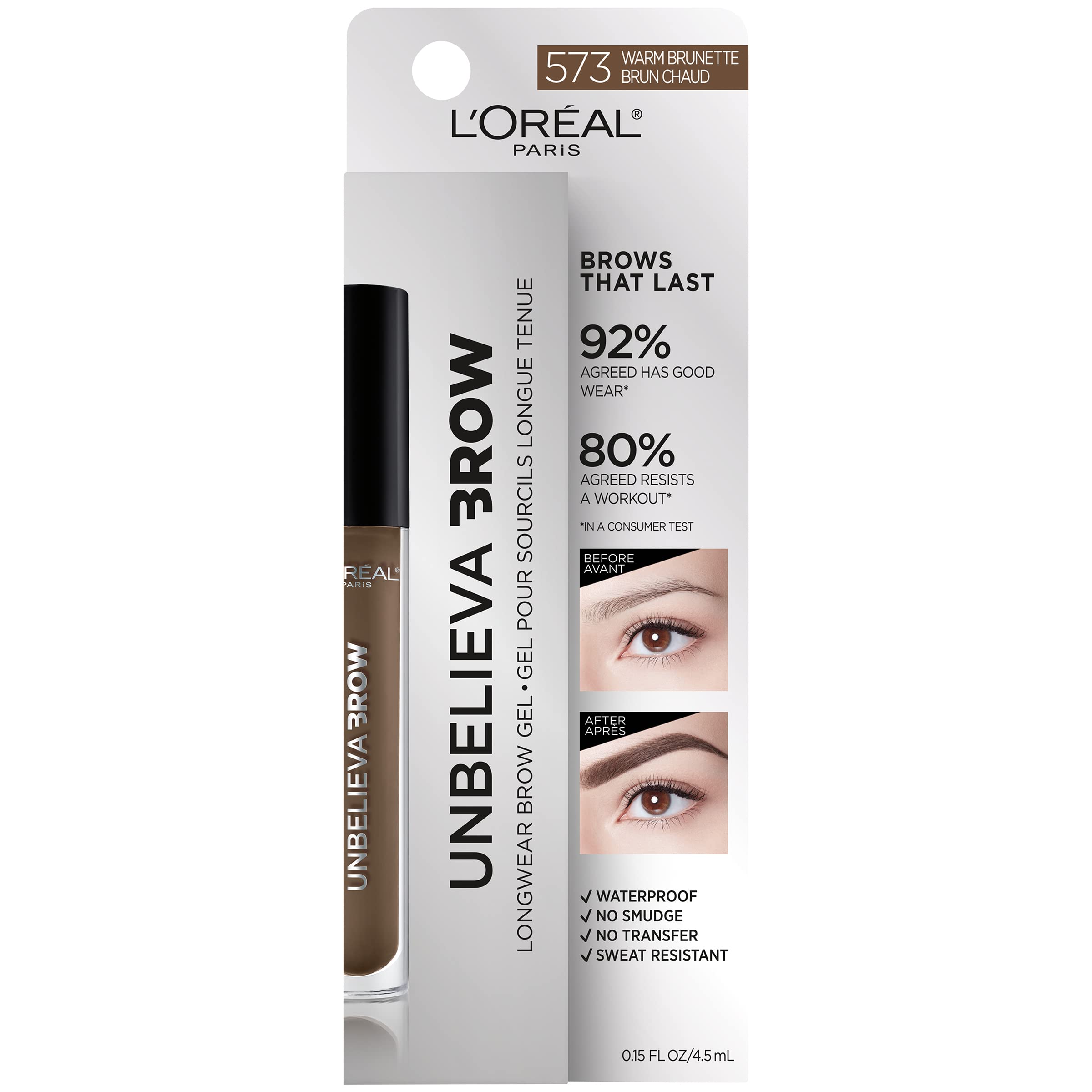 L'Oreal Paris Unbelieva-Brow Warm Brunette swatch showing buildable color.