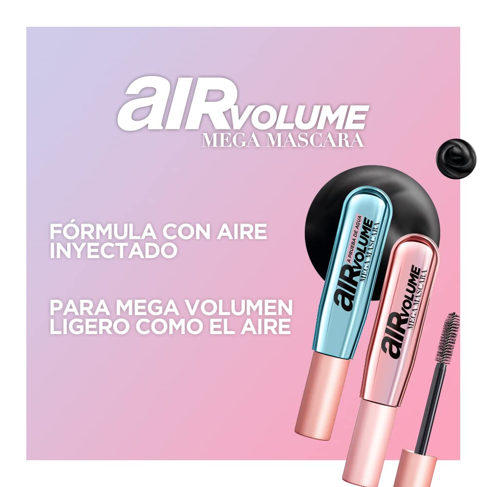 L’Oréal Paris Máscara Mega Volumen de Aire: volumen duradero para todo el día.