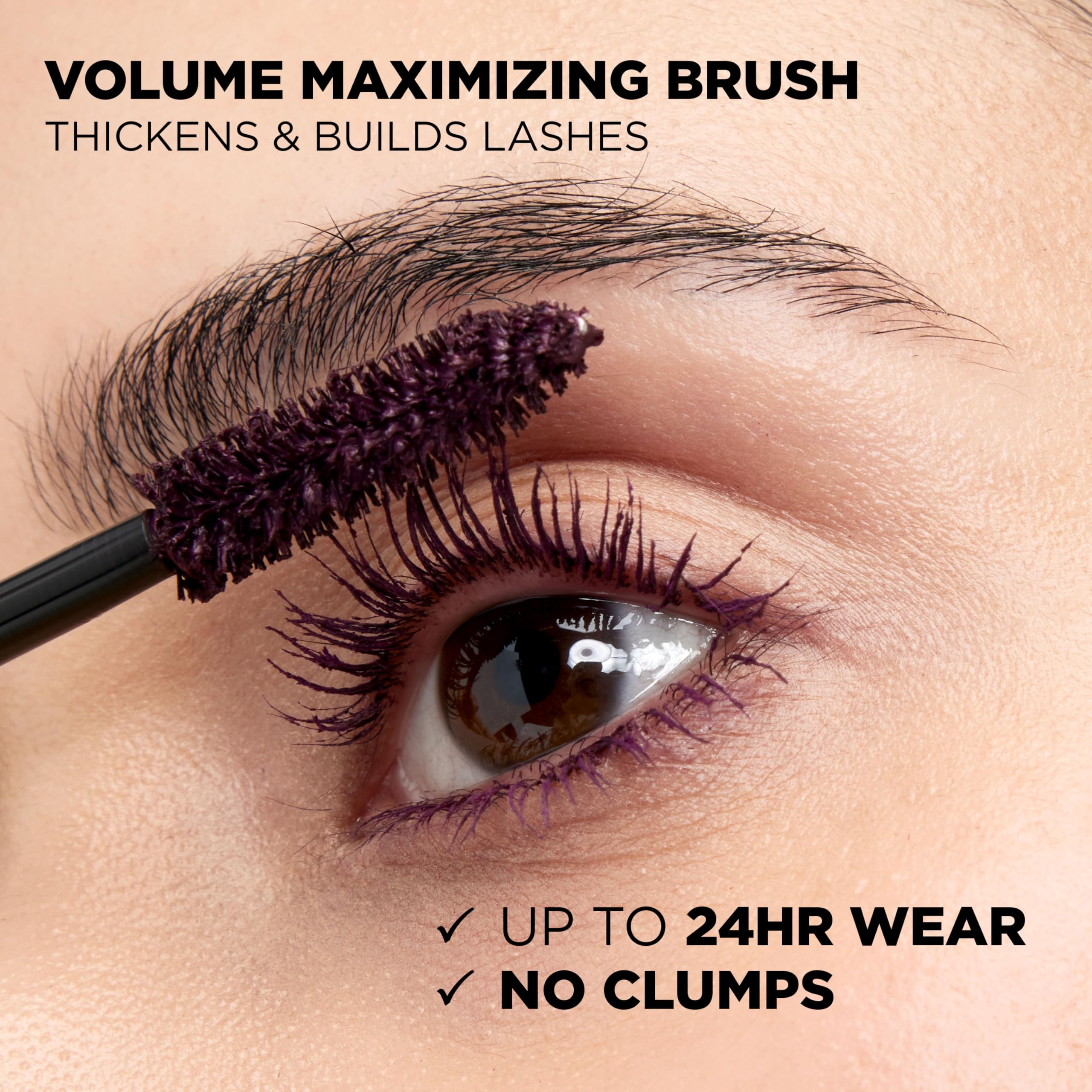 L'Oreal Paris Voluminous Mascara wand coats lashes with a clump-free finish.
