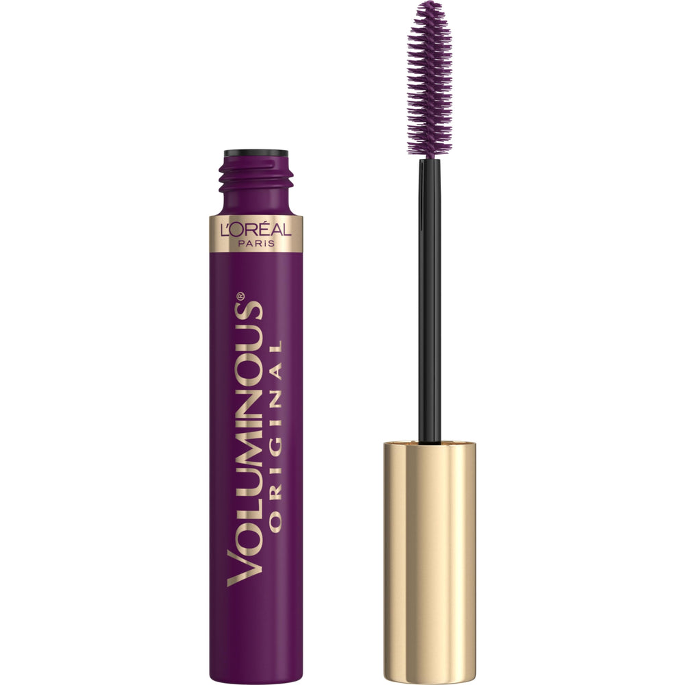 L'Oreal Paris Voluminous Mascara deep violet bottle with bold color.