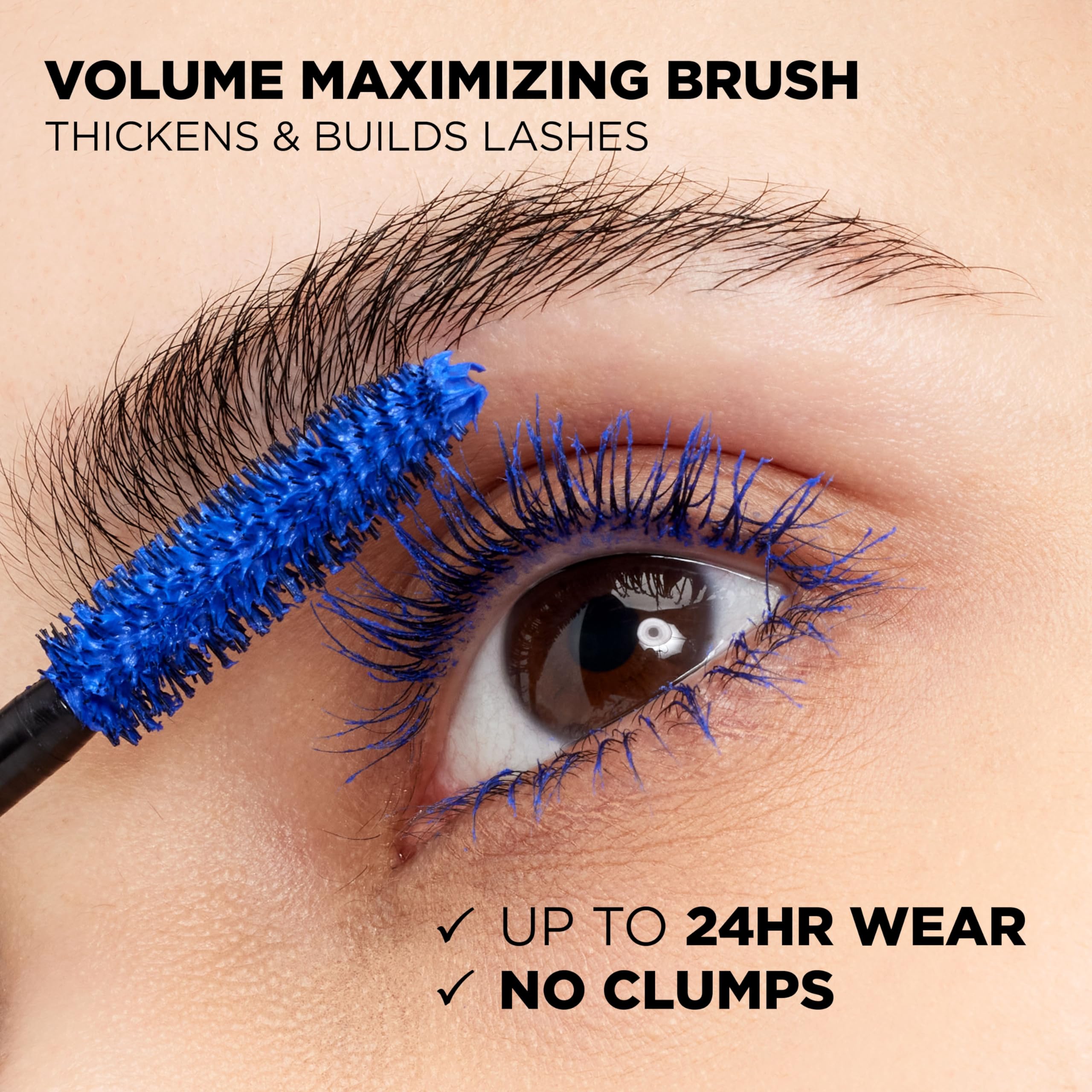 L'Oreal Paris Voluminous Original lash close-up shows defined, separated lashes.