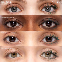 Deep green mascara tube from L'Oreal Paris resting on vanity emphasizing color