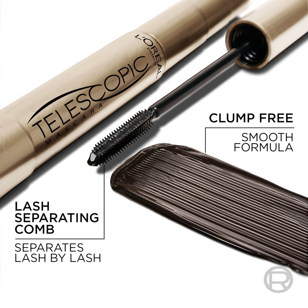 L’Oréal Paris Telescopic carbon black pigments deliver bold jet-black lashes.