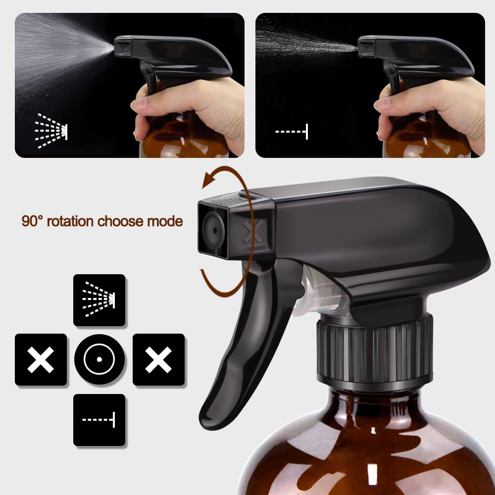 Loretoy amber glass spray bottles 4oz ideal for portable mists and cleaners.