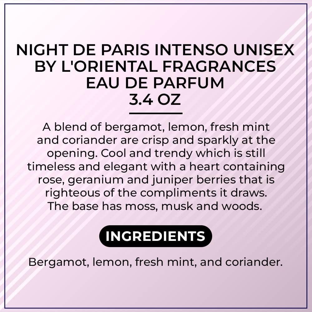 LOrientale Fragrances Night De Paris Intenso application guidance for daily wear.