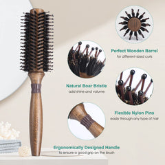 LORSEX Round Brush handle and bristles demonstrate ergonomic grip for comfortable styling