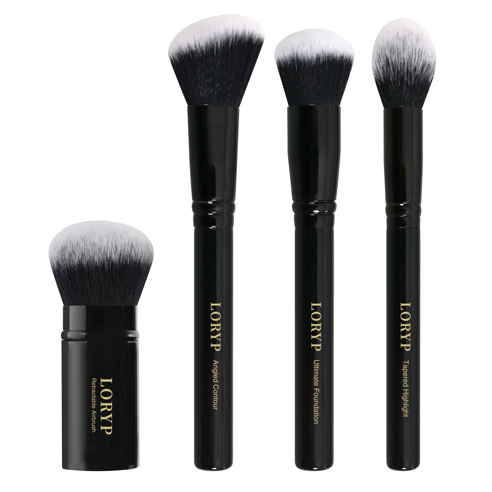 LORYP 4 Pcs Full Face Brush Set for on-the-go touch-ups and versatile makeup application.