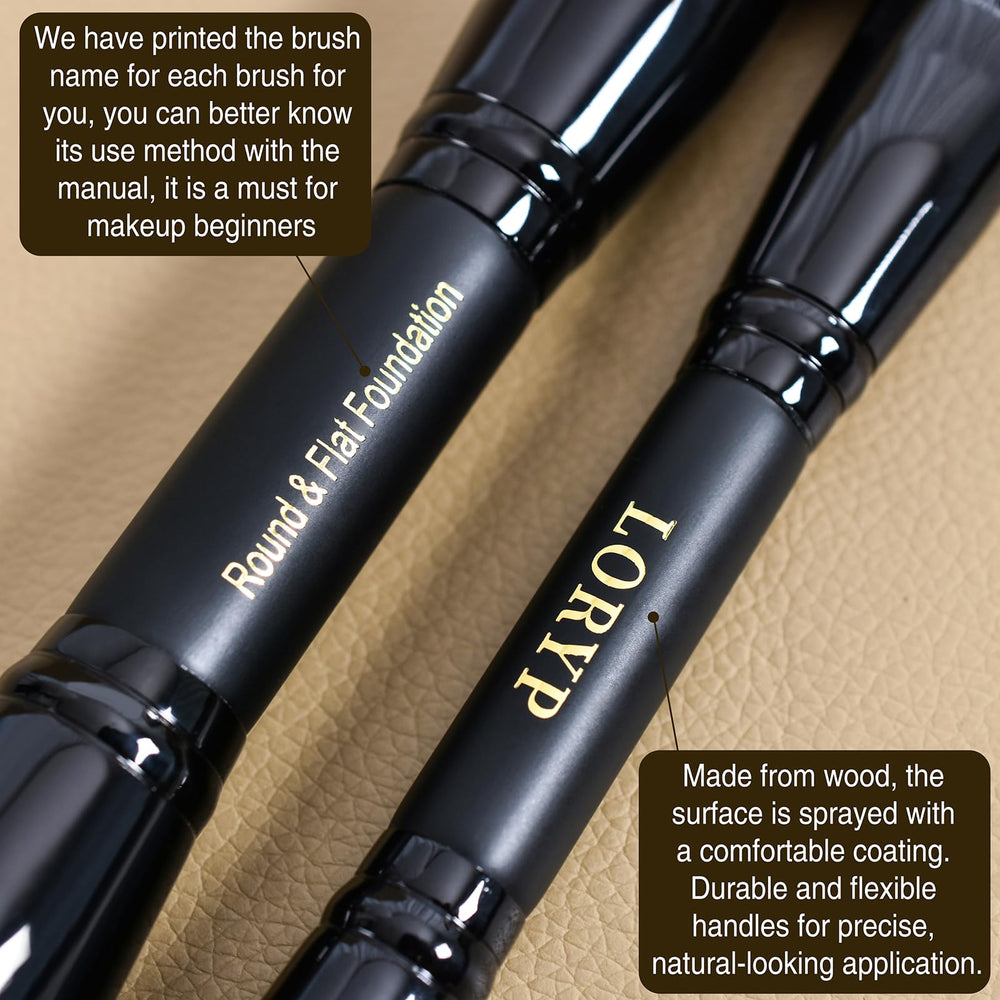 LORYP blush-highlighter brush angled design enables precise cheek color.