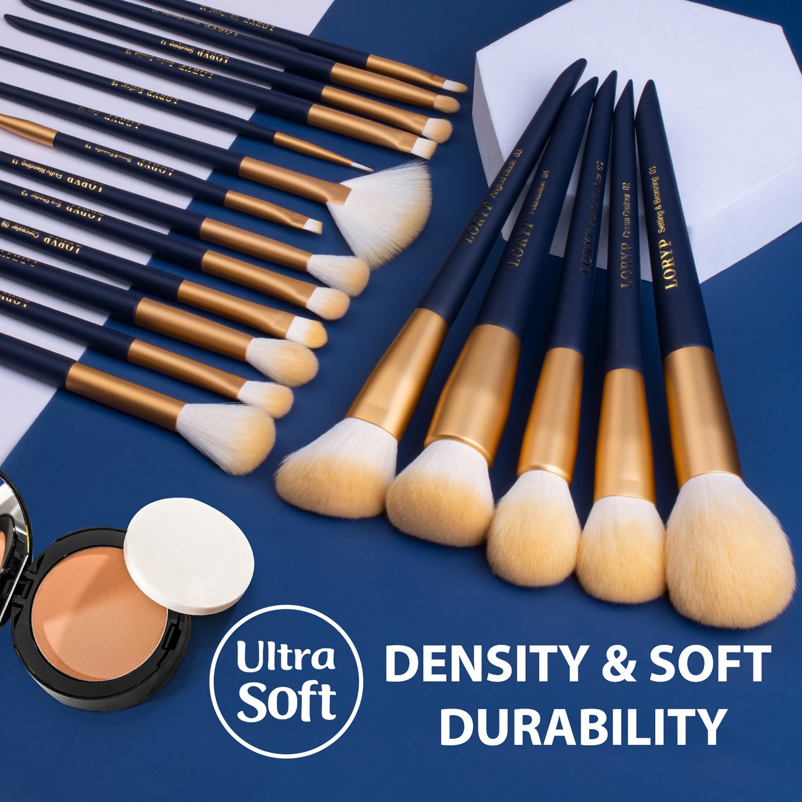 LORYP birch wood-handled brushes shown in blue kit offering durable, long-lasting performance