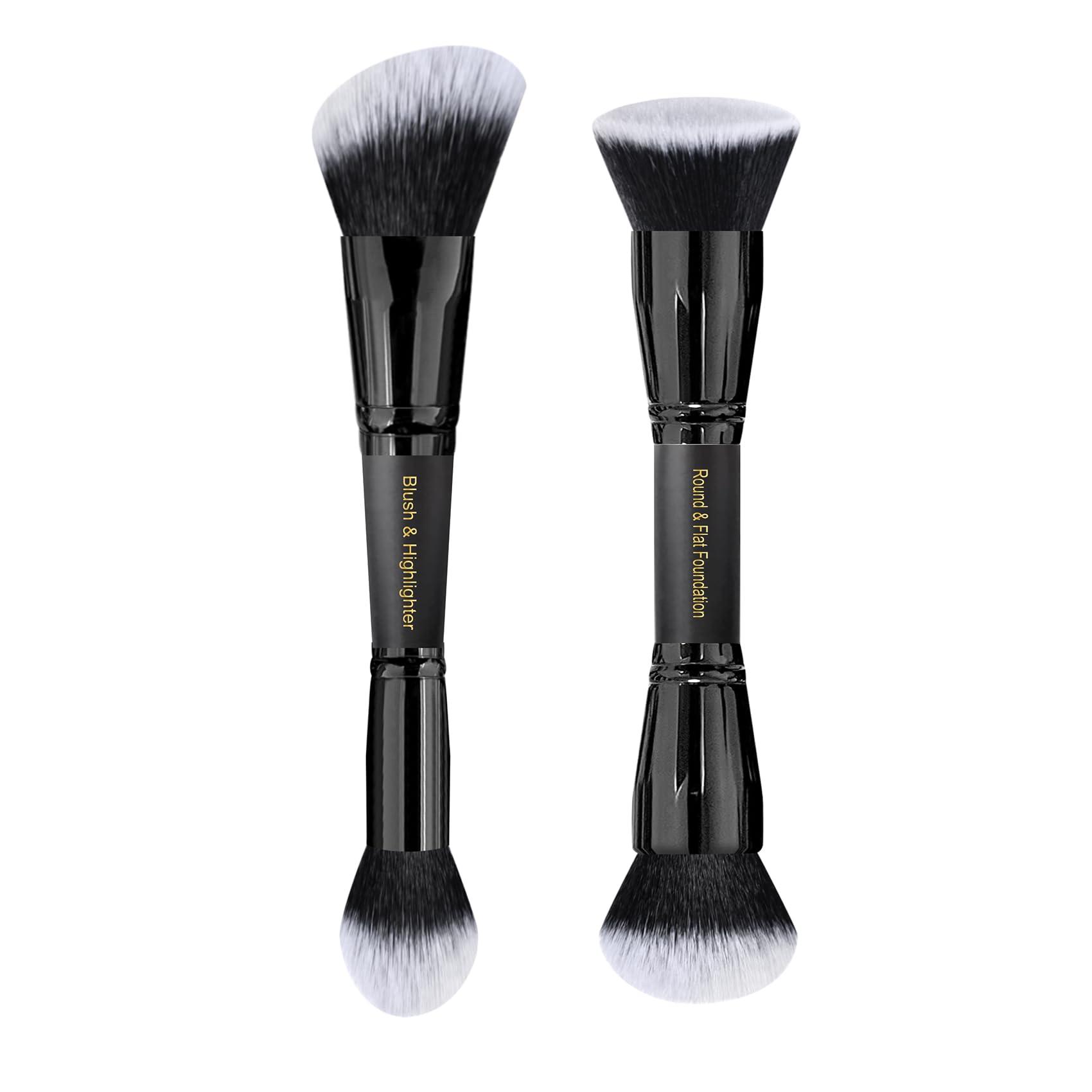 LORYP Black makeup brushes duo-end set for foundation and powder applications.