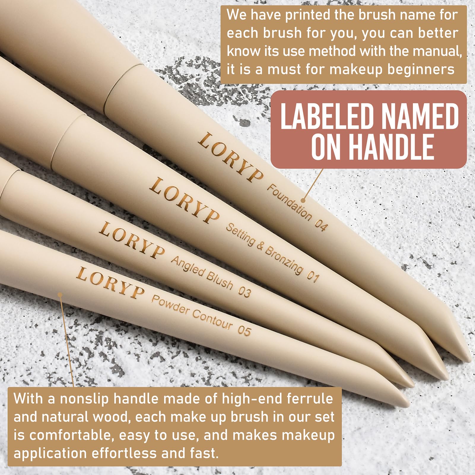 LORYP contour brush shown for sculpted definition and seamless blending.