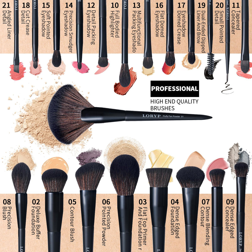 LORYP full-bodied highlighter brush creates a radiant glow on cheekbones