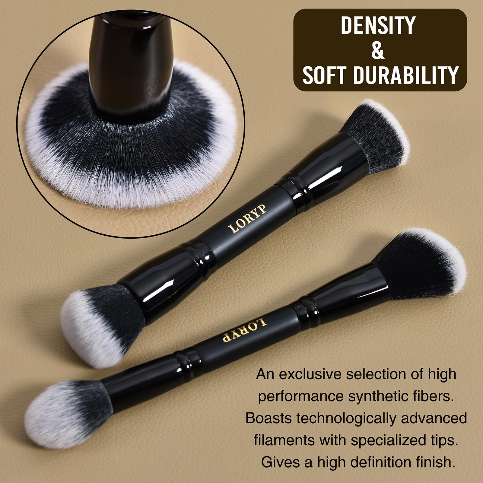 LORYP round-flat foundation brush soft fibers for HD finish.