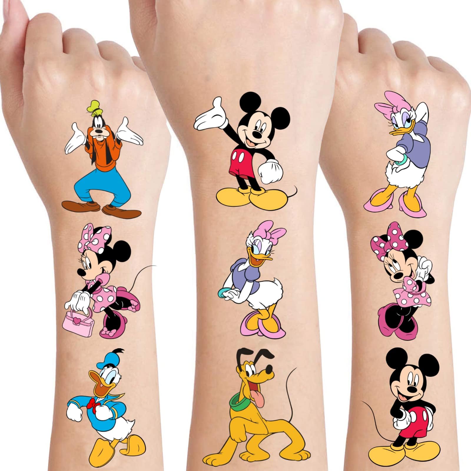 Losei Mickey tattoo designs variety highlights colorful patterns for themed celebrations.