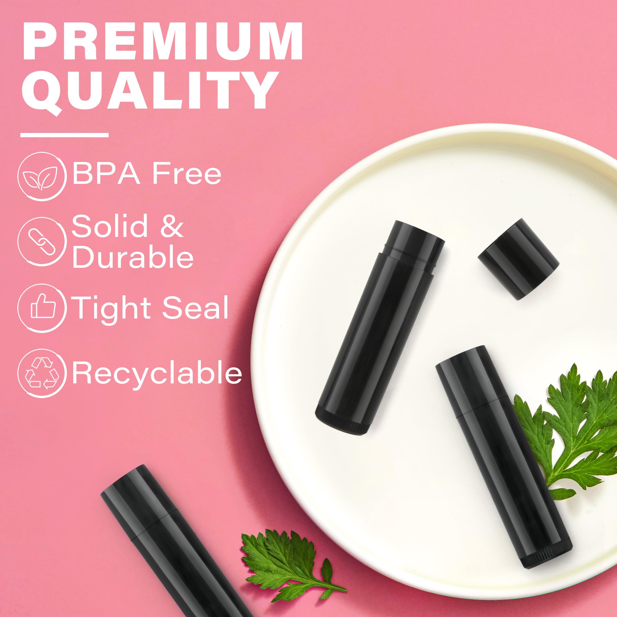 LotFancy-empty-tubes-50-black display shows compact, portable storage for DIY cosmetics.