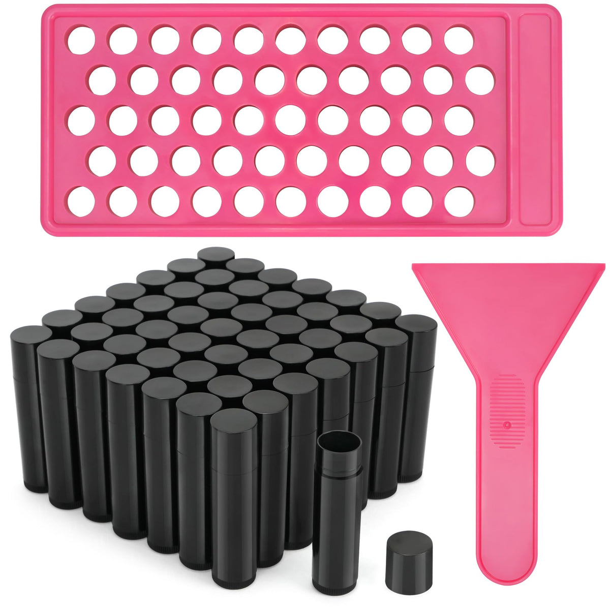 LotFancy filling-tray-setup demonstrates efficient, mess-free lip balm filling.