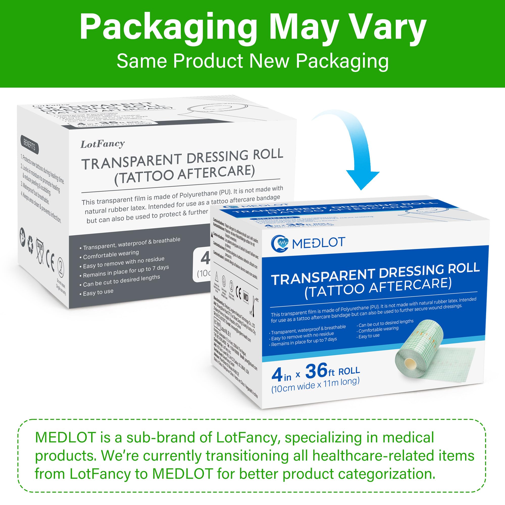 LotFancy tattoo bandage securely holds dressings and gauze for versatile use