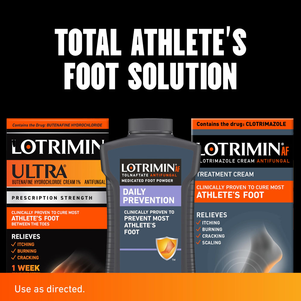 Lotrimin Ultra used before putting on socks, brand supports comfortable daytime wear