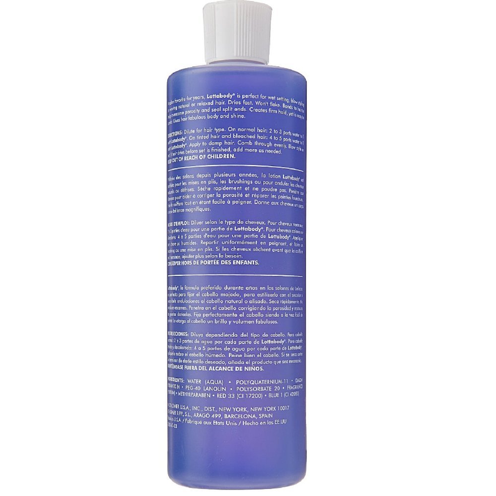Lottabody Setting Lotion hair close-up shows increased body and lift