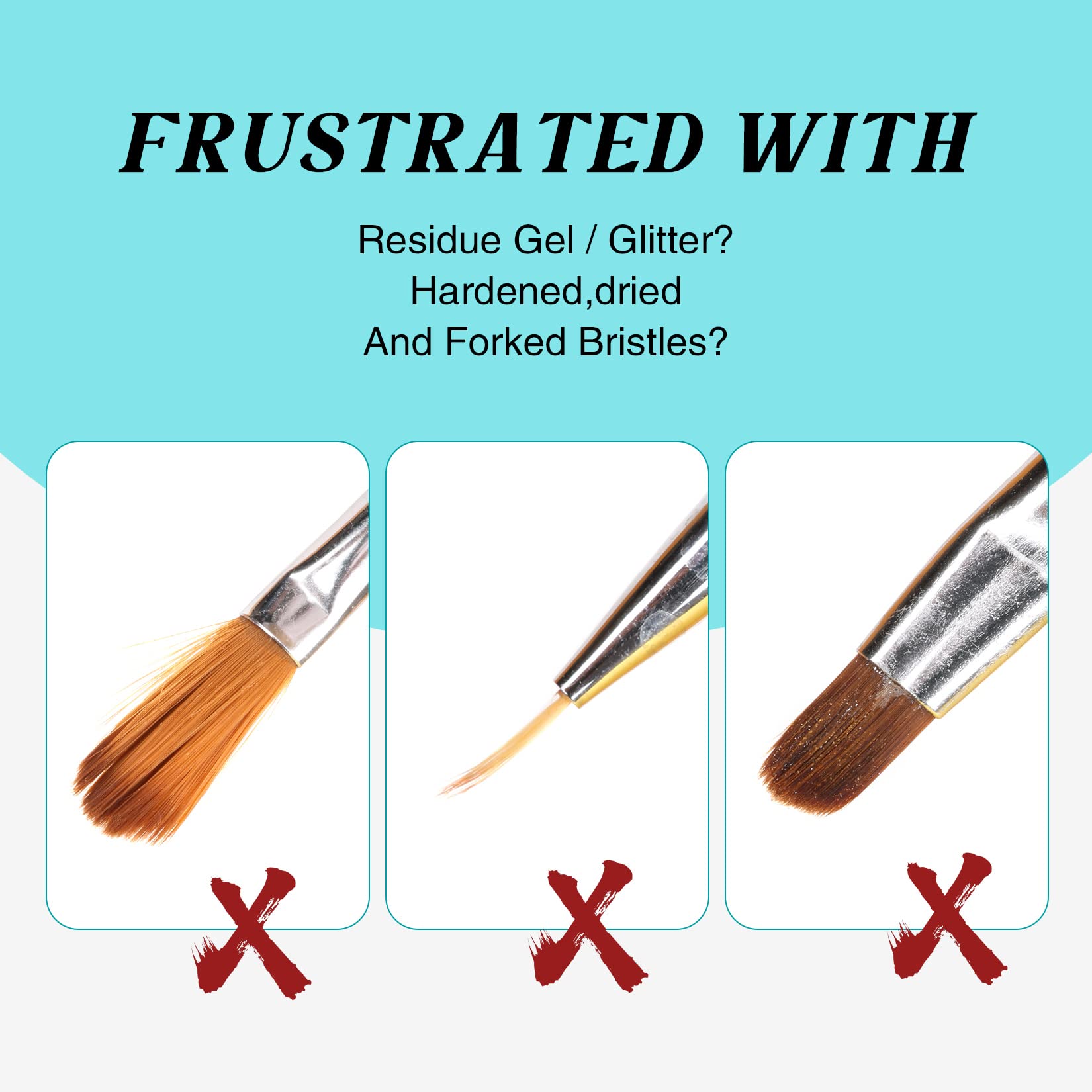 LOUINSTIC gel-glitter-residue-dissolution-cleaner dissolves residue to refresh bristles.