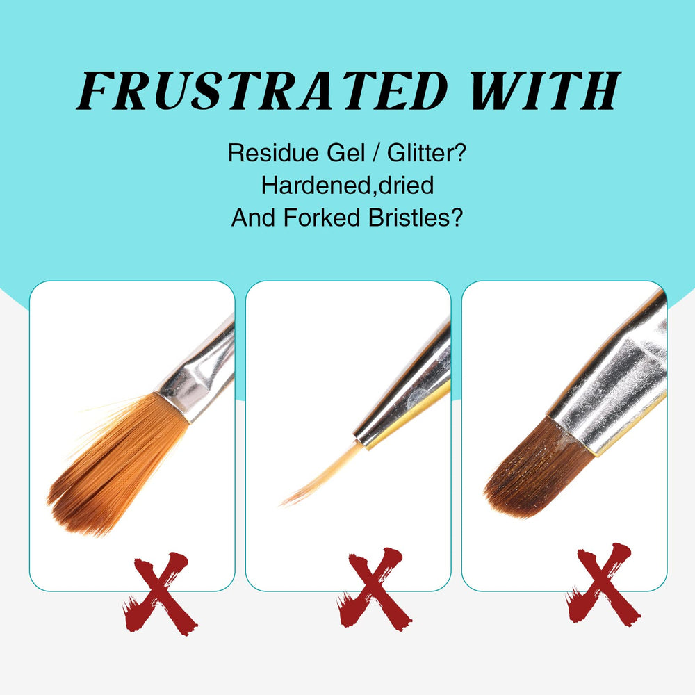 LOUINSTIC gel-glitter-residue-dissolution-cleaner dissolves residue to refresh bristles.