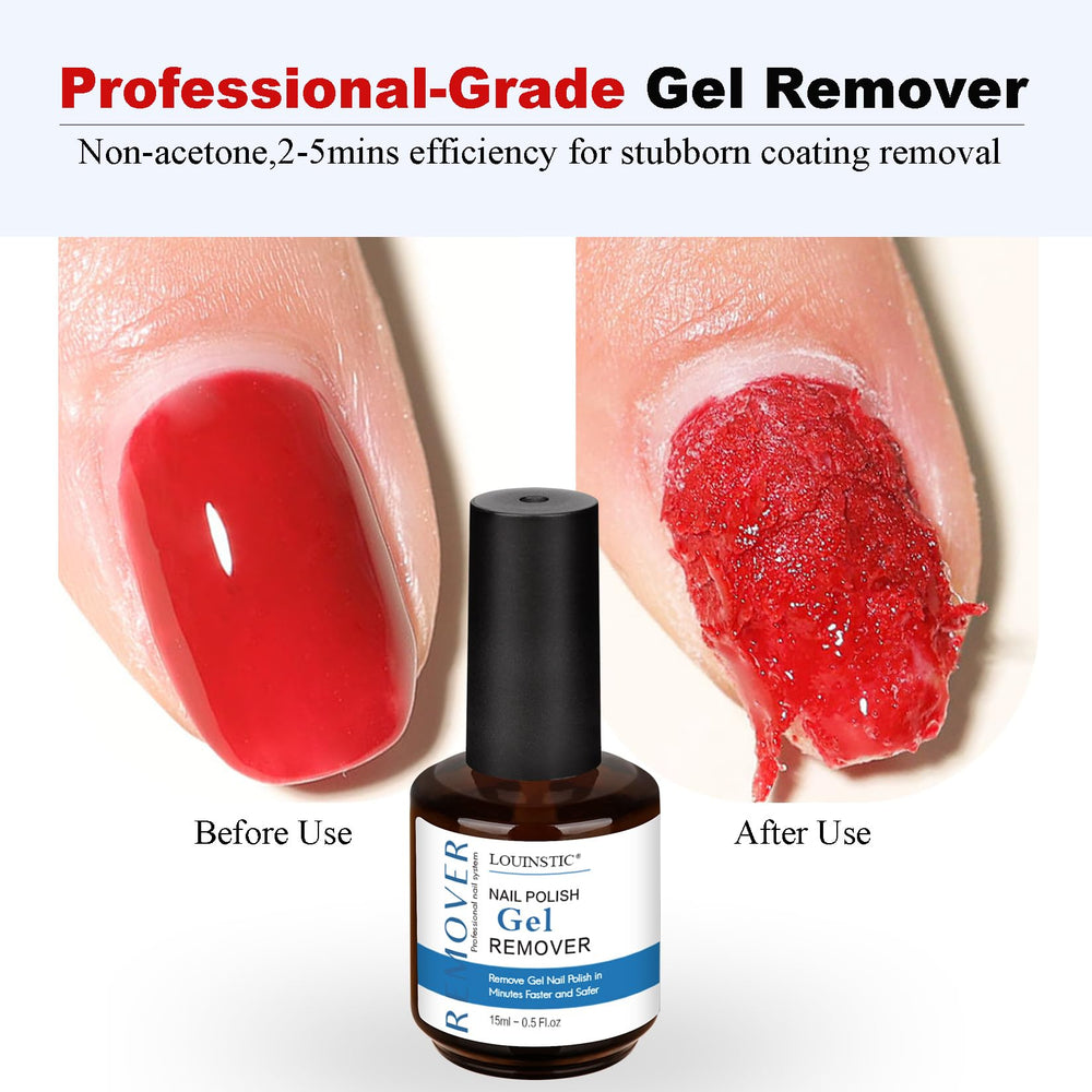 LOUINSTIC remover application on nails highlights fast 2-5 minute removal
