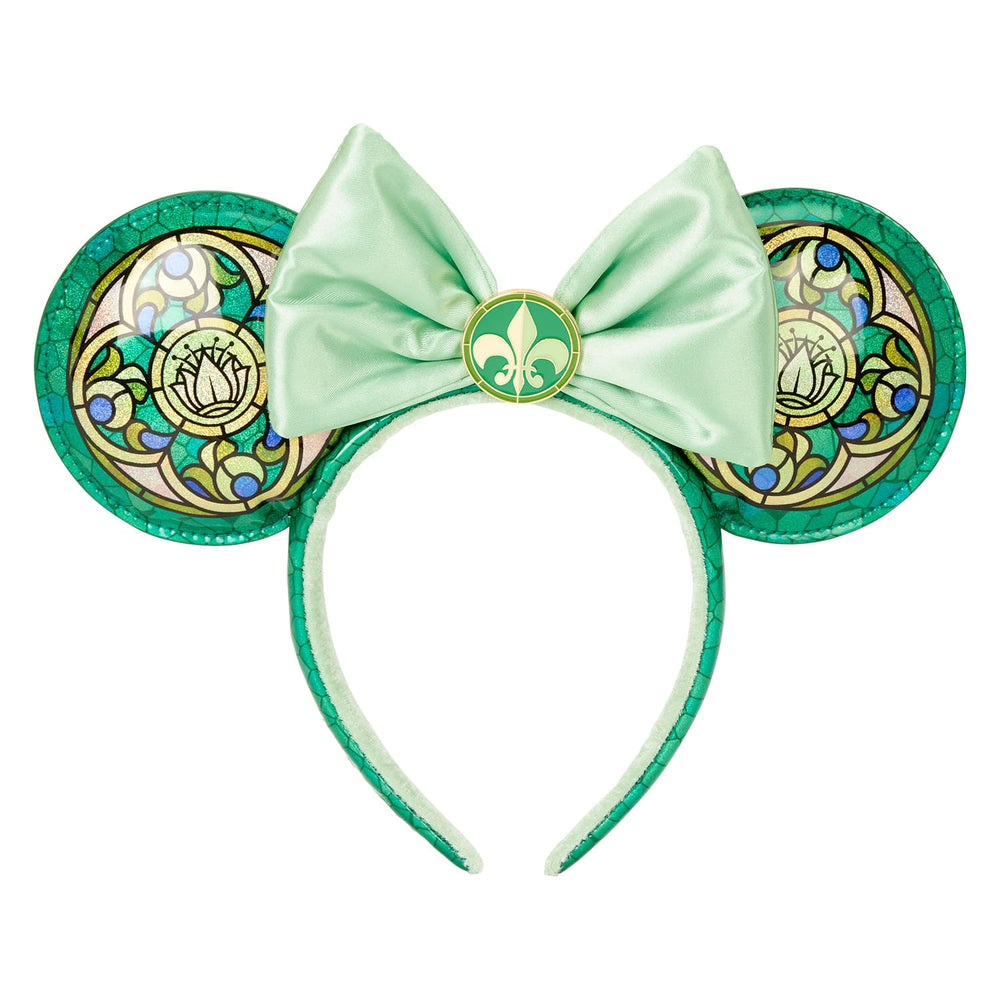 Loungefly Tiana ears with stained glass design, ideal for cosplay and Disney-style outfits.